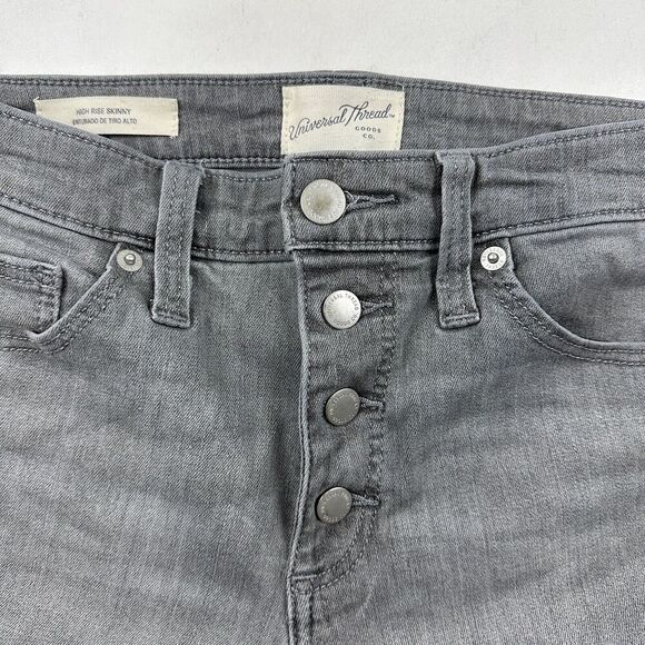 Universal Thread High Rise Skinny Denim Jeans Gray Cut-Off Button Fly Size 2/26R - Picture 5 of 12